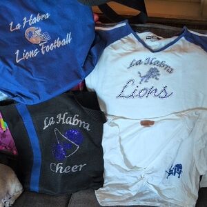 Pop Warner La Habra Lions  Blue and White Shirts & Bags Set of 4 Xl